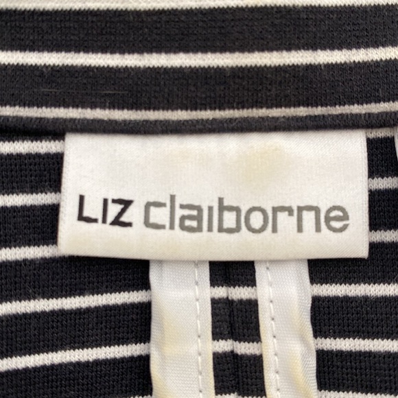 Liz Claiborne Knit Blazer Sixe XL Navy White Striped - Picture 7 of 9